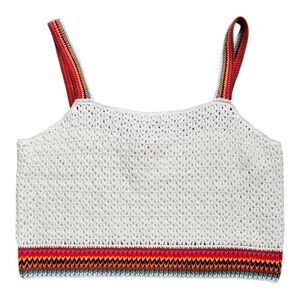 Marine Layer Colorful Crochet Crop Top sz M nwt, 017